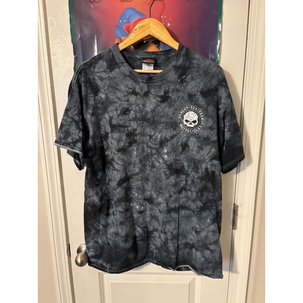 Harley Davidson Oklahoma City Tie Dye T Shirt Mens XL Willie G Skull Eagle Grey